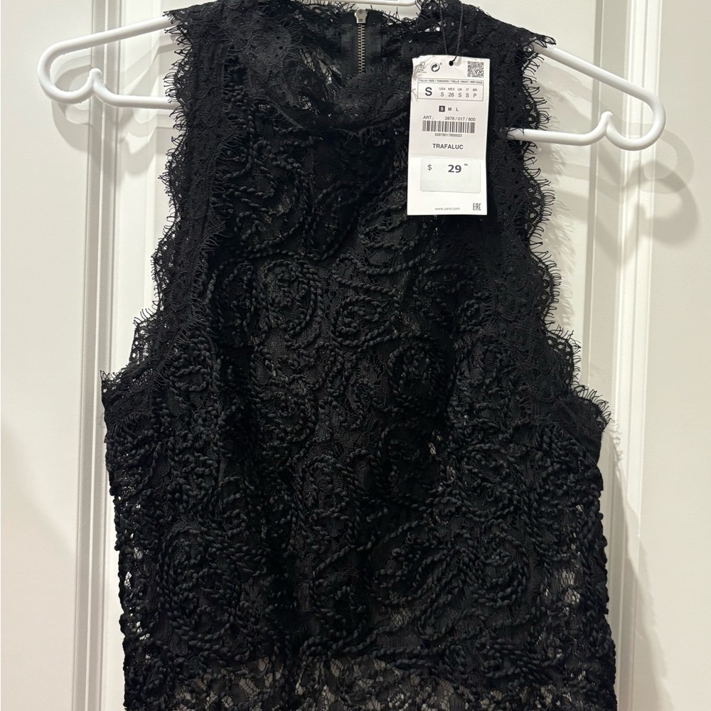 Zara Black Cropped Embellished Tank Top